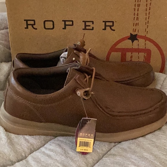 Roper - Mens Brown Tumbled Leather Chillin low Chukka Shoes - size 8.5 D - new - Picture 4 of 8